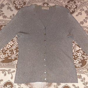 Silver Shiny Cardigan Casual Corner